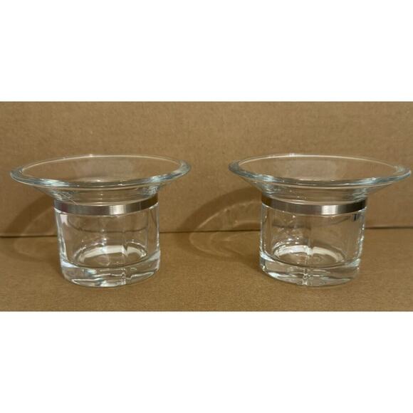 ROSENDAHL Clear Glass Candle Holders Copenhagen Denmark NWOB Set of 2 - Picture 1 of 5